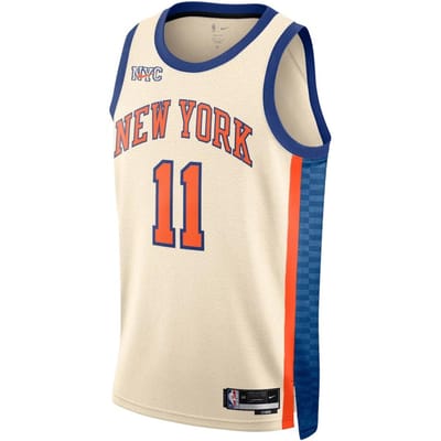 Maillot Nike NBA Swingman Homme Nike Jalen Brunson New York Knicks City Edition HM5989-123 M beige