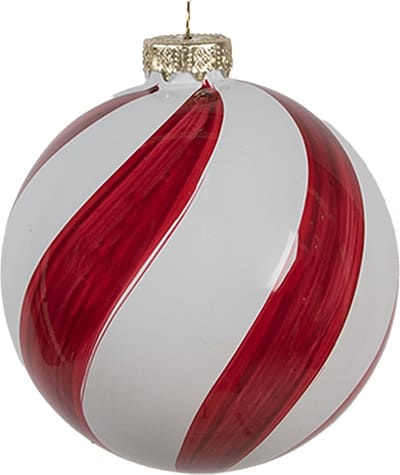 Clayre & Eef Kerstbal Overig Ø 8x8 cm Rood Wit Glas Kerstballen