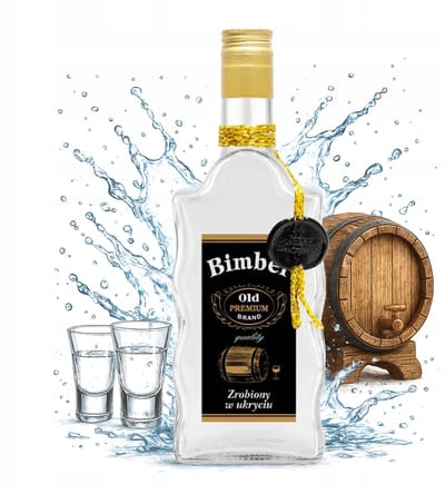 Bimberek - Decoratieve Glazen Fles - 500ml - FAL Gewelfd - Met Dop en Sierlijke Touw