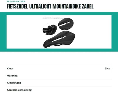 Dailygoods- Fietszadel Ultralicht - Schokabsorberend - Ademend - Fietskussen - Mountainbike - Zitting - Fietsstoel