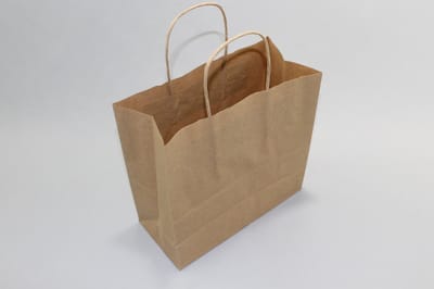 Draagtassen Papier Bruin 32x12x41cm Kraft Papier met gedraaid handvat (50 stuks)