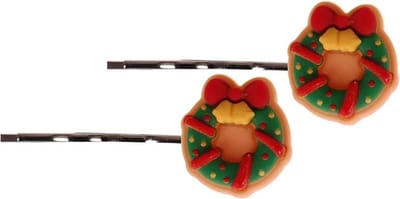 Schuifspeldjes Zilverkleurig Kerstthema - Kerstkrans - Set 2 Stuks - 2,5cm