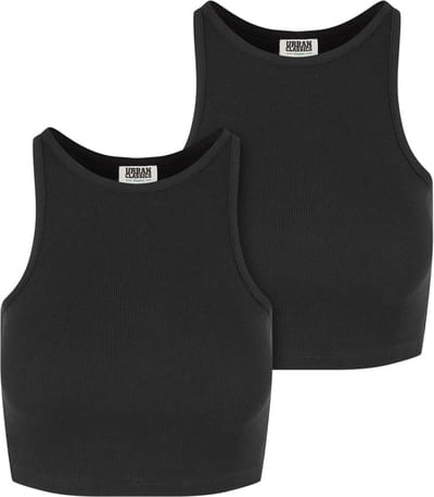 Urban Classics - Organic Rib Crop top - 5XL - Zwart/Zwart