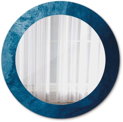 Tulup Spiegel - Spiegel op gehard Glas - Ronde Spiegel - Abstracte kunst - Diameter: 60 cm - Spiegel met decoratieve opdruk - Badkamerspiegel - Gangspiegel - Eetkamer - Hal - Blauwe - Minimalistische Spiegel - Make-up Spiegel - Ronde vorm