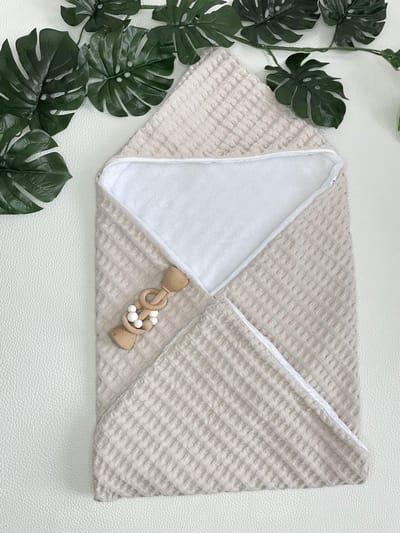 Badcape | Waffly | Beige | Soft | Comfykids | Biologische katoen | Duurzaam