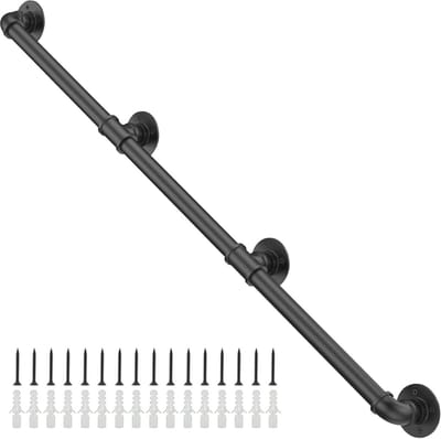 Industriële Antislip Trapleuning voor Binnen en Buiten - Vintage Zwart IJzeren Handrail (2,7 m)