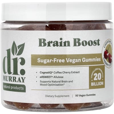 Dr. Murray's Brain Boost Gummies, Kers, Vegan, 90 Gummies