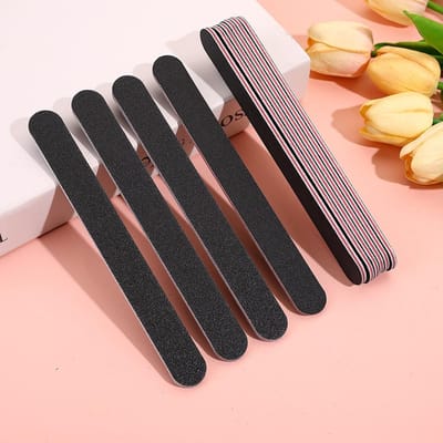 10 pièces Limes à ongles Double face Planche à poncer Tampons à ongles réutilisables Outils de manucure Pour ongles naturels Ongles en acrylique Utilisation à la maison et en salon Outils d'art des ongles noir