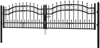 Hek Poort - Tuin Toegang - Buiten Beveiligen - Roestwerende Coating - 305x120 cm - Zwart