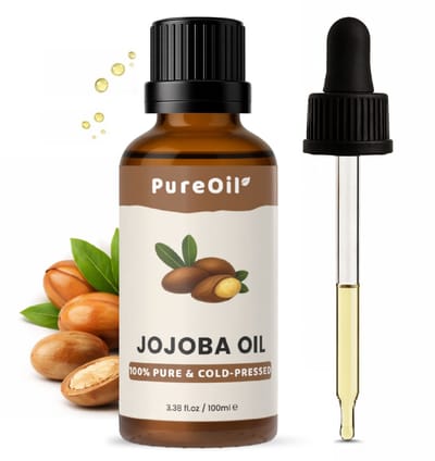PureOil – Jojoba Olie – 100ml – Koudgeperst & Hexaanvrij – 100% Puur, Natuurlijk & Vegan – Voor Haar | Huid | Gezicht | Scalp | Wimpers | Wenkbrauwen | Nagels | Massage - Haarolie - Massage Olie - Incl. Ebook