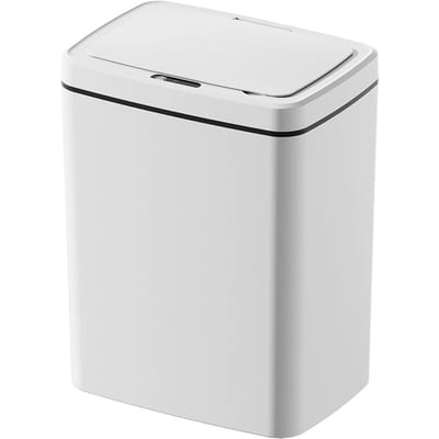 Afvalbak met Bewegingssensor 14L Batterijgevoed ABS Stil met Deksel Automatische Afvalbak voor Woonkamer white