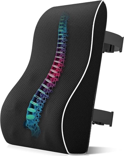 Ergonomisch Lumbar Kussen met Verstelbare Bandjes en Afneembare Hoes, Ondersteuning voor de Rug, Visco-Elastisch Geheugenschuim, Ideaal voor Kantoorstoel en Autozitplaats