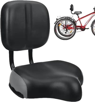 Fietszitje met rugleuning - Comfort zadel - Comfortabel fietsen - Verstelbare rugleuning - 39.5 cm - Grijs