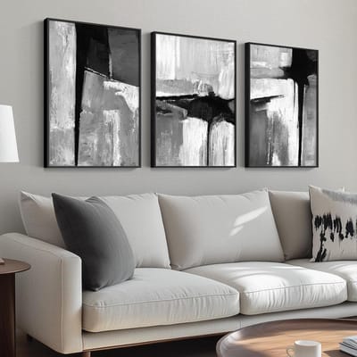 Abstract Wanddecoratie Set - Moderne Kunst Prints - Woonkamer Inrichten - Waterproof Canvas Materiaal - 3 Delig 40x60cm