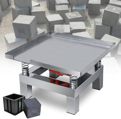 Beton Triltafel - Vibratieblok Testbank - Beton Versterken - Krachtige Koperen Motor - 35x35cm - Zilver