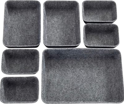 De Millennials 7 delige Organizer - Ladeverdeler - Organizer Bureau - Lade Bakjes - Opbergbakjes - Mandjes - Make Up Bakjes - Lade Verdeler - Opberg Mandjes - Opbergmand - Donkergrijs