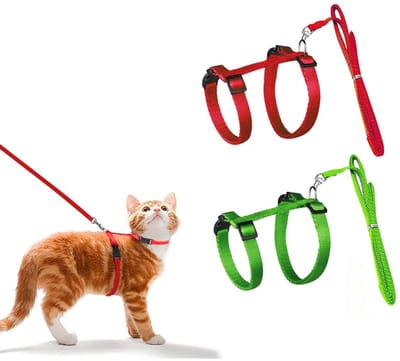 Dailygoods- Kattenharnas Verstelbaar - Kattenharnas met Riem - Nylon - Lichtgewicht - Voor Katten/Konijnen - Borstomvang 20-35 cm - Veiligheidsgesp - Harnas