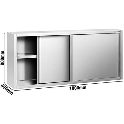 GGM Gastro Edelstahl Wandhängeschrank PREMIUM - 1800x400mm - mit Schiebetür - 800mm hoch