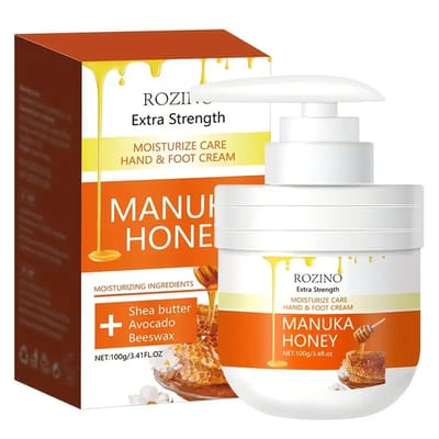 100g Honing Hand- en Voetcrème – Intensief Hydraterende & Voedende Verzorging voor Droge, Gebarsten Handen en Voeten – Niet Vettige Formule met Honingextract – Verzacht, Herstelt & Laat Huid Stralen – Anti-Droogheid Crème voor Dagelijks Gebruik