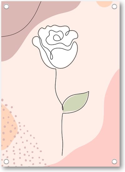 Witte Roos Abstract - Tuinposter 50x70 - Wanddecoratie - Besteposter - Minimalist - Natuur - Bloemen