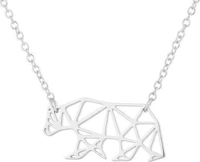 24/7 Jewelry Collection Origami Beer Ketting - IJsbeer - Zilverkleurig