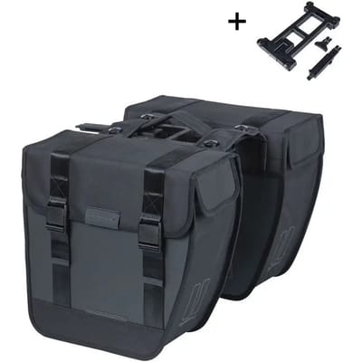 Basil Tour - Waterproof dubbele fietstas MIK - 28L- Zwart - 100% waterdicht - ton-sur-ton-reflectie