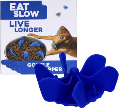 Eat Slow Live Longer Inzetstuk voor Anti-schrok Voerbak - M - Voerpuzzel - Slowfeeder voor Honden - Blauw - Gobble Stopper