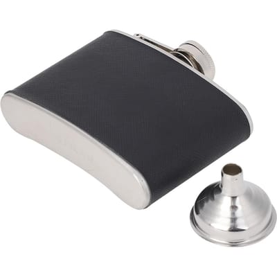 Flasque de poche portable en acier inoxydable pour vin et whisky, élégante, en cuir, 4 oz 120 mL