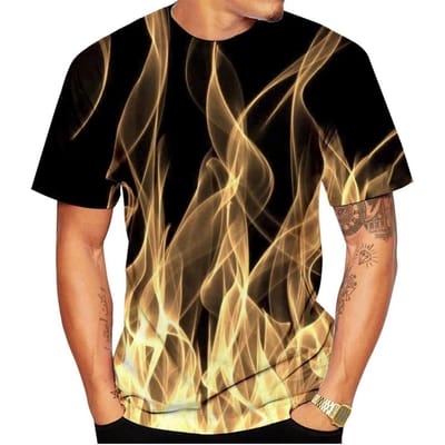 T-shirt voor heren en dames met 3D-print van vlammenpatroon Hip Hop T-shirt met korte mouwen Plus Size Streetwear Harajuku Y2k Top 3XL