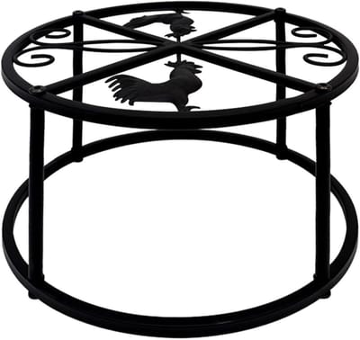 Voederbak Standaard - Kip Voerhouder - Kippen Voeren - Robuust IJzer Ontwerp - 30.4 x 30.2 x 3.3 cm - Zwart