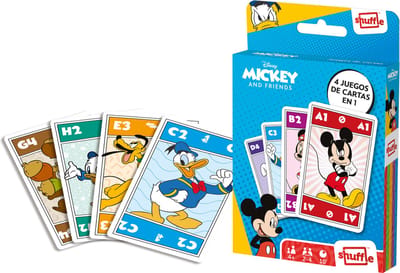 Shuffle - Kaartspellen Mickey & Friends - 4 in 1 (Kwartet, memo, snap, actiespel)