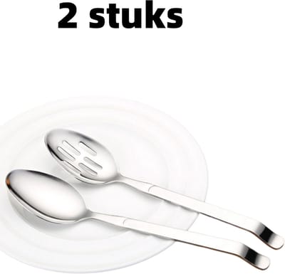2-delige set - Serveerlepel/zeef - Roestvrijstalen bestek - Hotelbenodigdheden Serveerlepel - Serveerlepel/soeplepel - Zilver