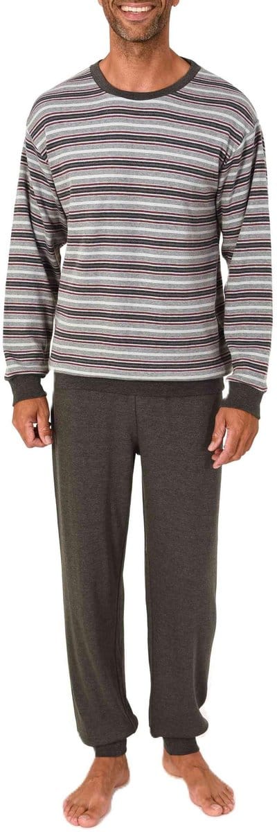 Heren pyjama met manchetten in warme snoezige interlock kwaliteit