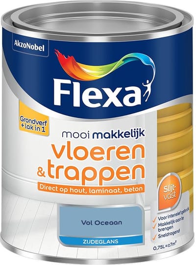 Flexa - Mooi Makkelijk Vloeren & Trappen Zijdeglans - Vol Oceaan - Mengverf - 750 Ml