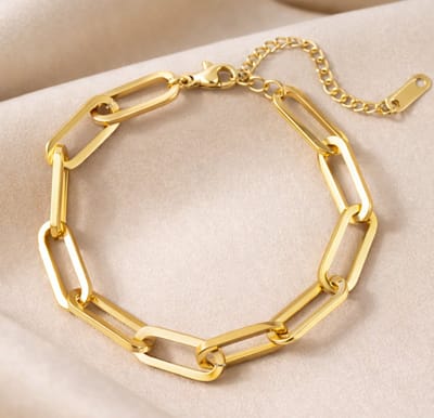 Lundholm Luxe Armband Dames Goud kleurig - Premium Stainless Steel Jewellery - Bedel Armband - My Elaine Serie - Dubbele Armband Vrouwen Cadeautjes tip Bedankt Afscheid cadeau collega Mama Cadeautje - Scandinavisch Design