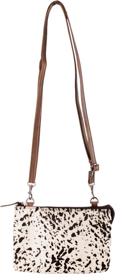 Festivaltasje Donkerbruin Leer Met Dierenprint – Schoudertasje Leer – Crossbody Tas Dames - Maat L