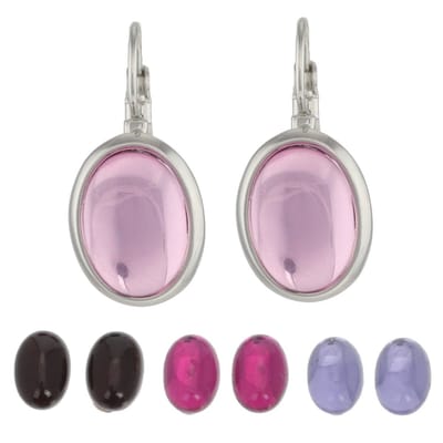 Behave Oorbellen - dames - zilverkleur - oorbellen set met 4 verwisselbare steentjes