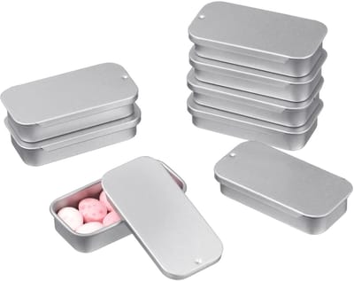 Dailygoods- Blikken Doos 16 Stuks - Metalen Blikken Containers - Rechthoekig - Snoepdozen - Opbergdoos - 50 x 25 x 10 mm - Opbergblik