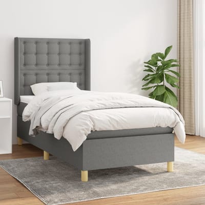 vidaXL - Boxspring - met - matras - stof - donkergrijs - 80x200 - cm