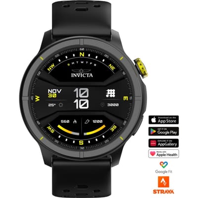 Invicta I-Tech - 2 Pro ITECH-005 Herenhorloge - Smartwatch Uurwerk - Roestvrij Staal met Zwarte Wijzerplaat - 46 mm