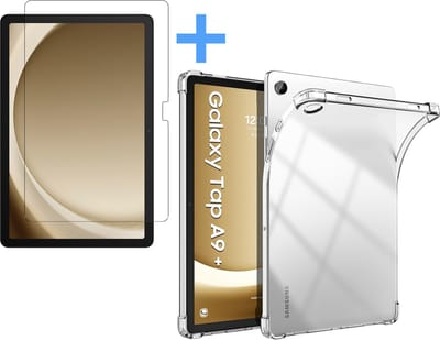 Hoes geschikt voor Samsung Galaxy Tab A9 Plus Tablet hoes - Arara Shockproof Case & screenprotector gehard glas - Transparant