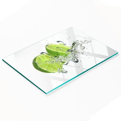 Decoratieve snijplank van gehard glas met limoengroen onderwatermotief, 80x52 cm