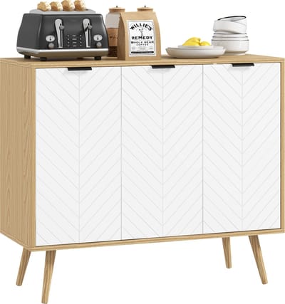 HOMCOM-dressoir-Panneau de particules-91,5x35x77,4cm-Bois naturel