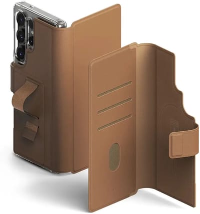 Ringke Folio Grip Wallet Magnetic - Hoesje Geschikt voor Samsung Galaxy S25 Ultra / S24 Ultra / S23 Ultra - Magnetische Pasjeshouder Book Case Bruin