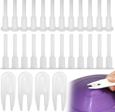 Yoga Bal Pluggen - Luchtstoppers Ventiel - Oefenbal Reparatie - Set met Verwijderaars - 24 Stuks - Wit