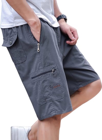 Livano Korte Broek Heren - Cargobroek - Spijkerbroek - met Zakken - Volwassenen - Jongens - Shorts - Donkergrijs - Maat S