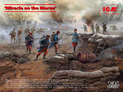 ICM Modelbouwpakket Militaire voertuigen - DS3530 Wonder aan de Marne - WWI Britse Infanterie - Vickers Machinegeweer Crew - Figuren Plastic - 1:35 - Modelbouw