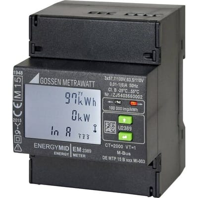 Gossen Metrawatt U2387-V022 U2387-V022 kWh-meter 3-fasen met S0-interface Digitaal Conform MID: Ja 1 stuk(s)