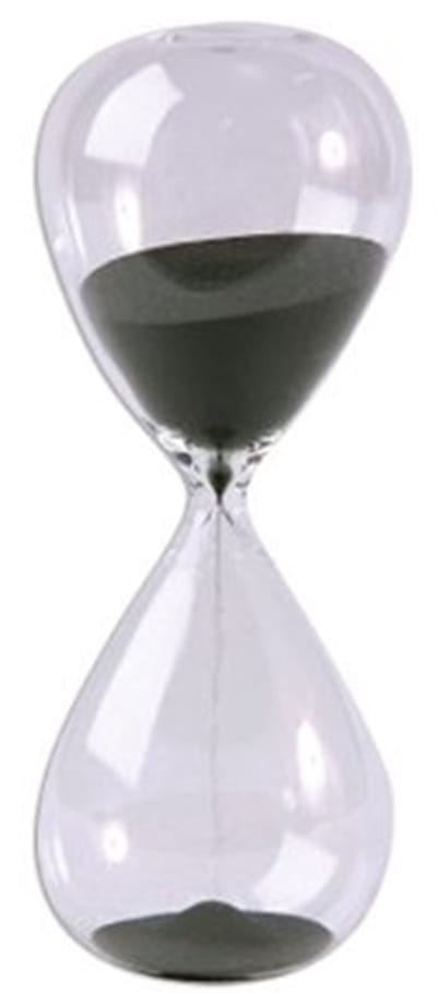 Cosensi - Glazen Zandklok - Decoratieve Zandtimer - Minimalistisch Design - Groot Formaat - Zwart Zand - Perfect voor Kantoor en Thuis - 60 Minuten