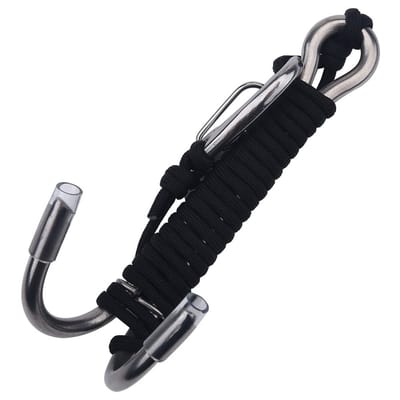 Dailygoods- Reef Haak Dubbele Haak - Roterende Koord - Roestvrij Staal - Duikaccessoire - Corrosiebestendig - Afmetingen 14 x 6 x 5 cm - Duikhaak